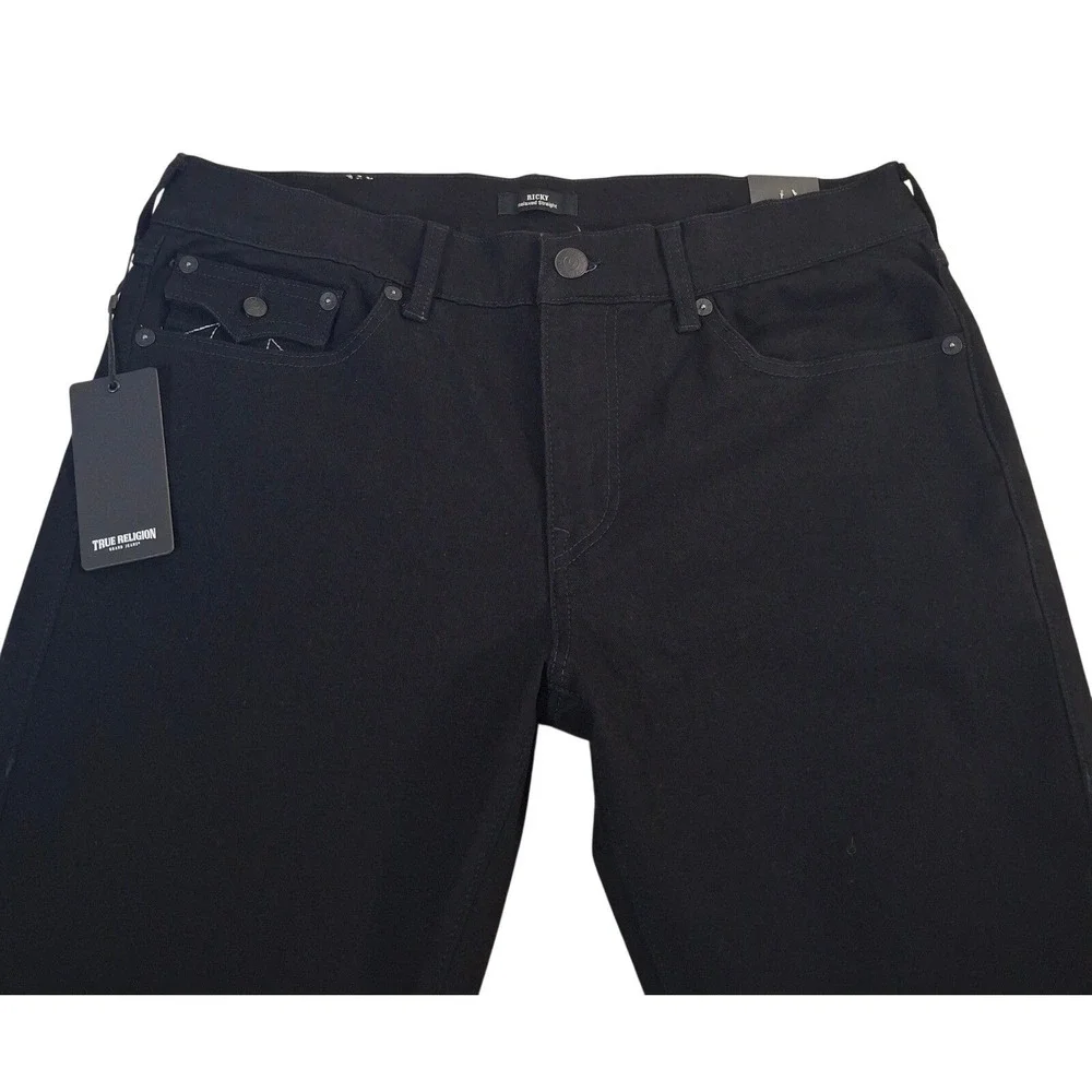 True Religion Ricky Flap SN Jeans Mens 36x32* Black Relaxed Straight